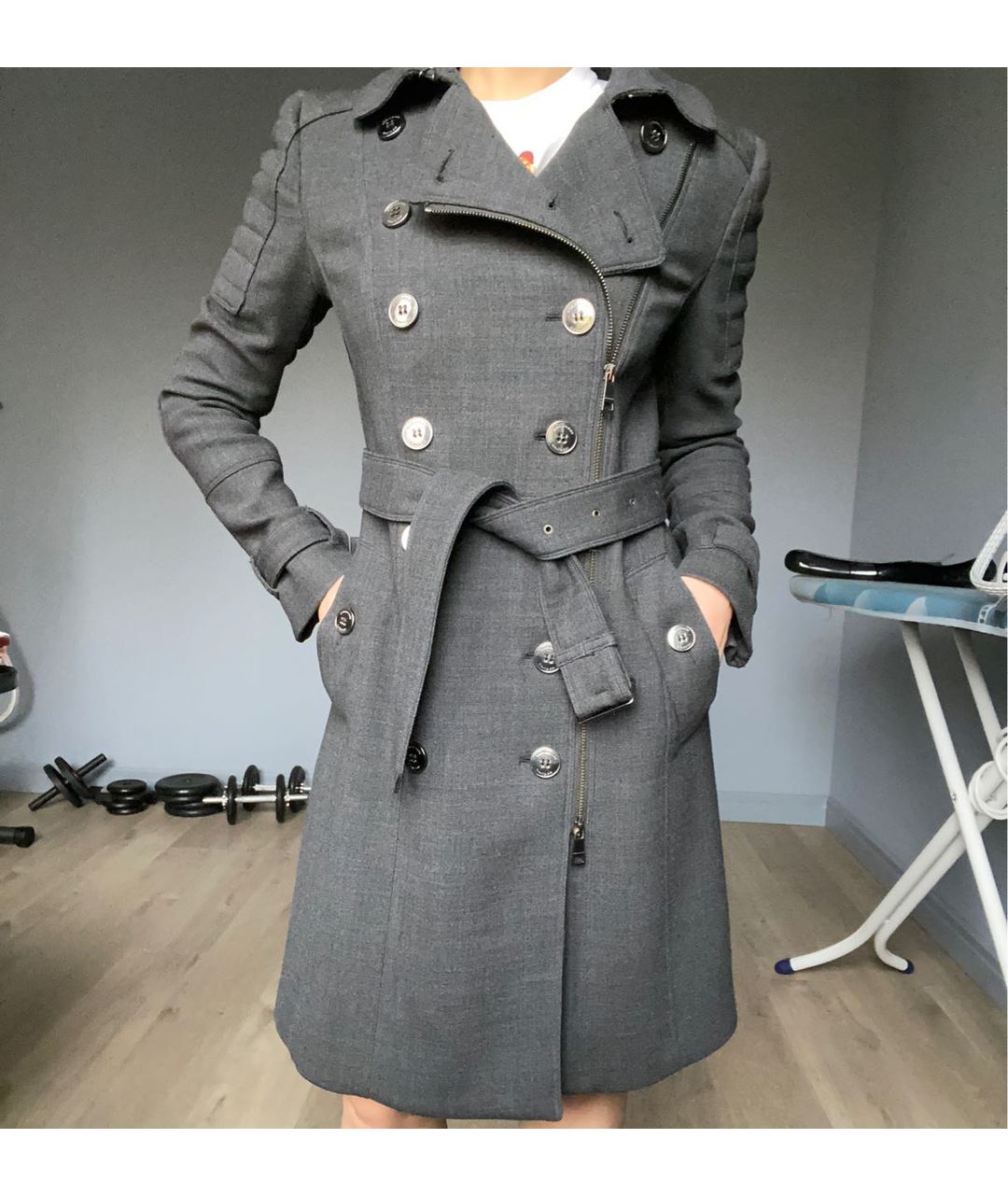 BURBERRY LONDON Серое шерстяное пальто, фото 5