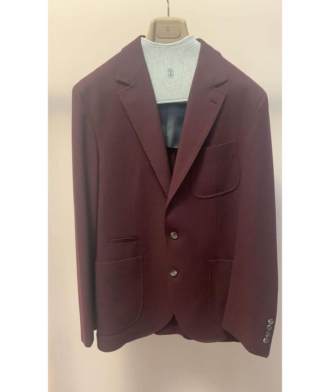 BRUNELLO CUCINELLI Бордовый шерстяной пиджак, фото 7