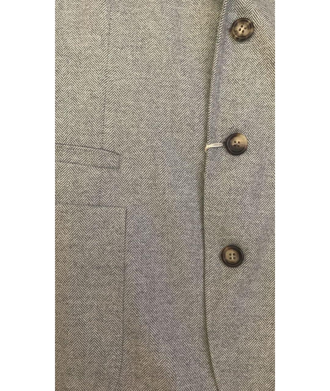 BRUNELLO CUCINELLI Серый шерстяной пиджак, фото 4