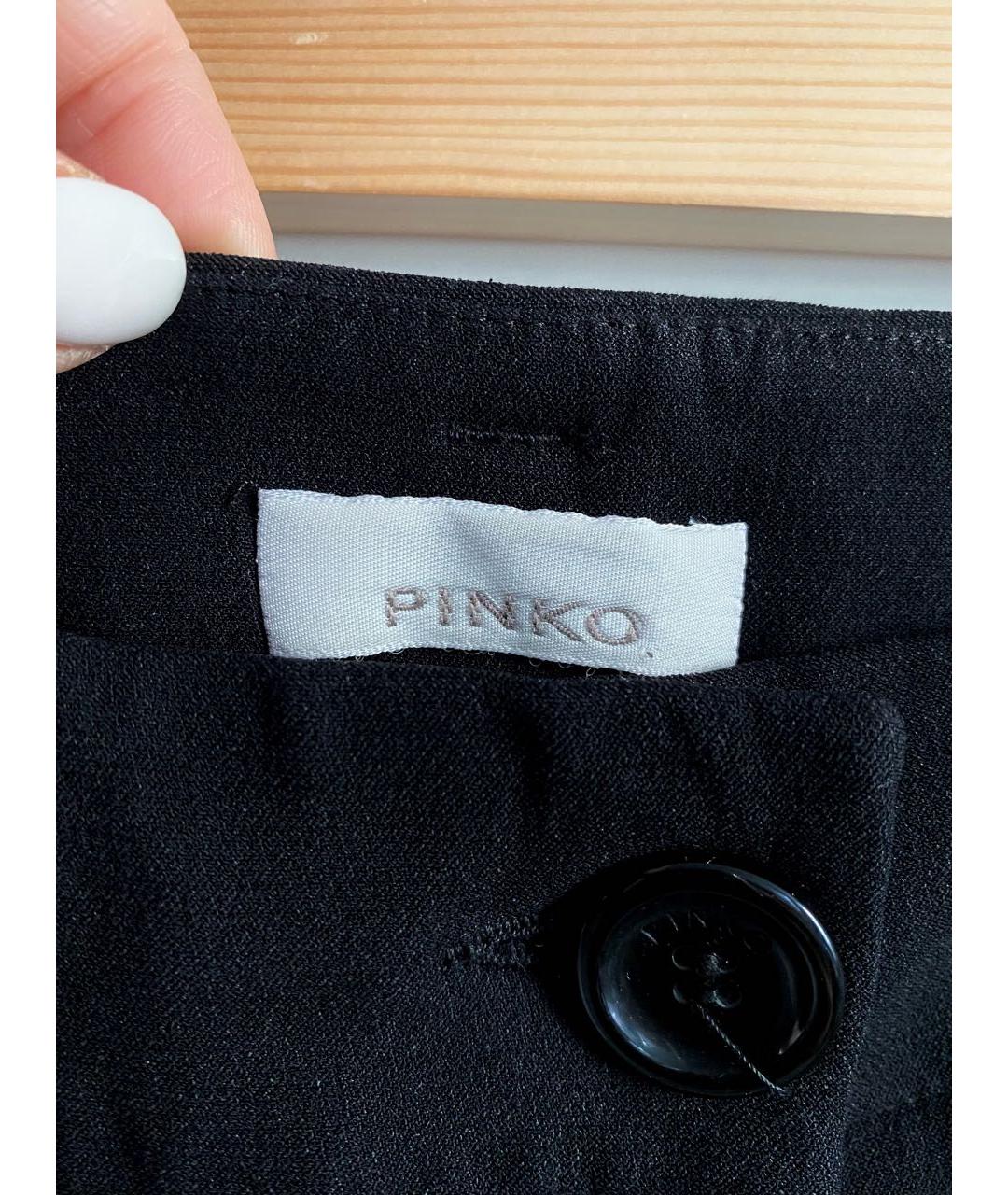 PINKO Черные ацетатные прямые брюки, фото 3