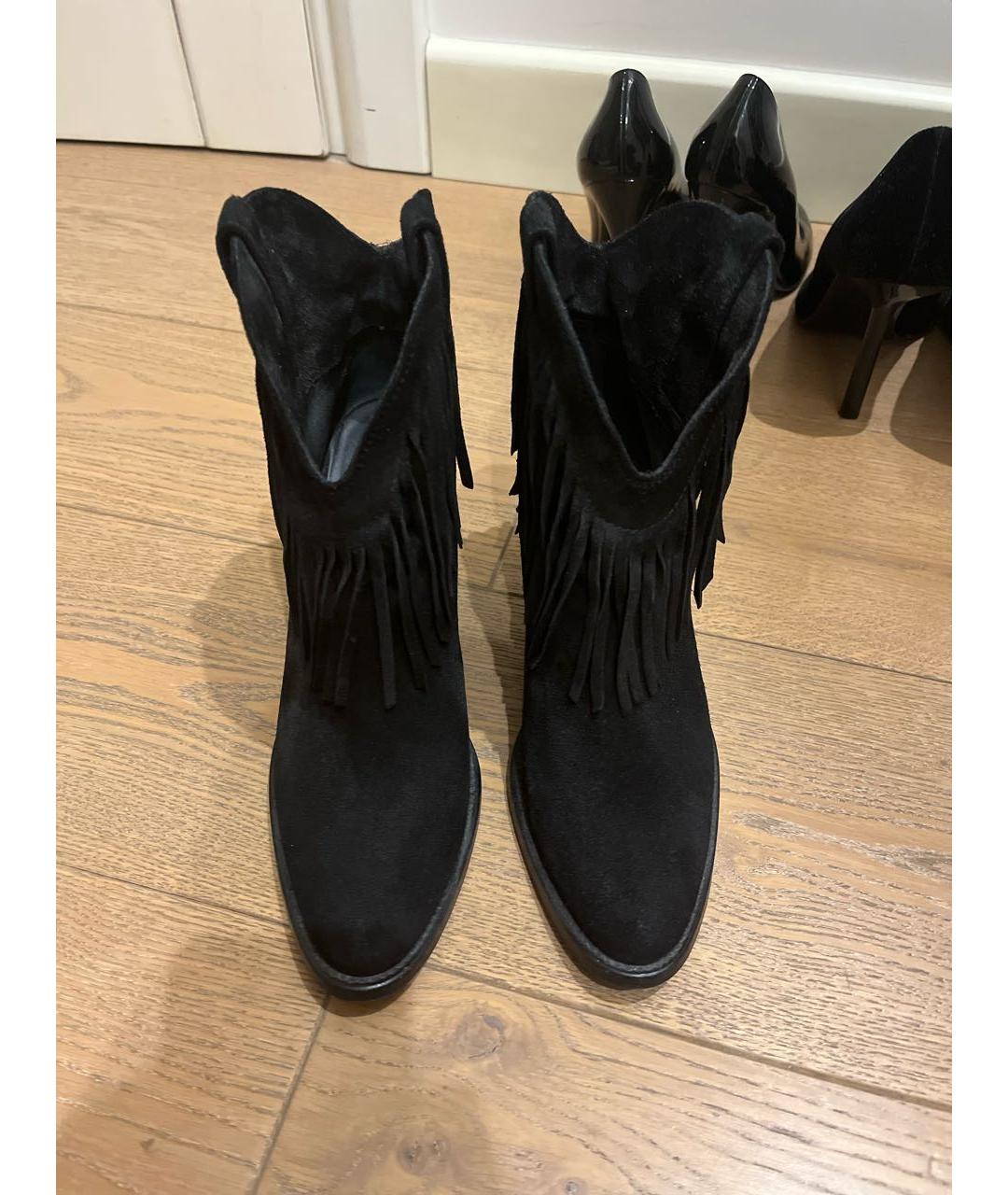 SAINT LAURENT Черные бархатные туфли, фото 2