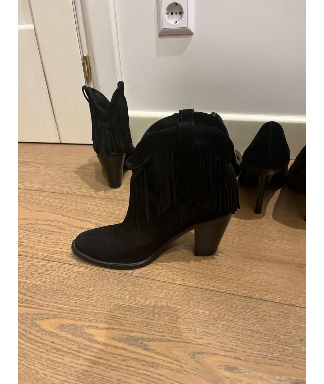 SAINT LAURENT Черные бархатные туфли, фото 8