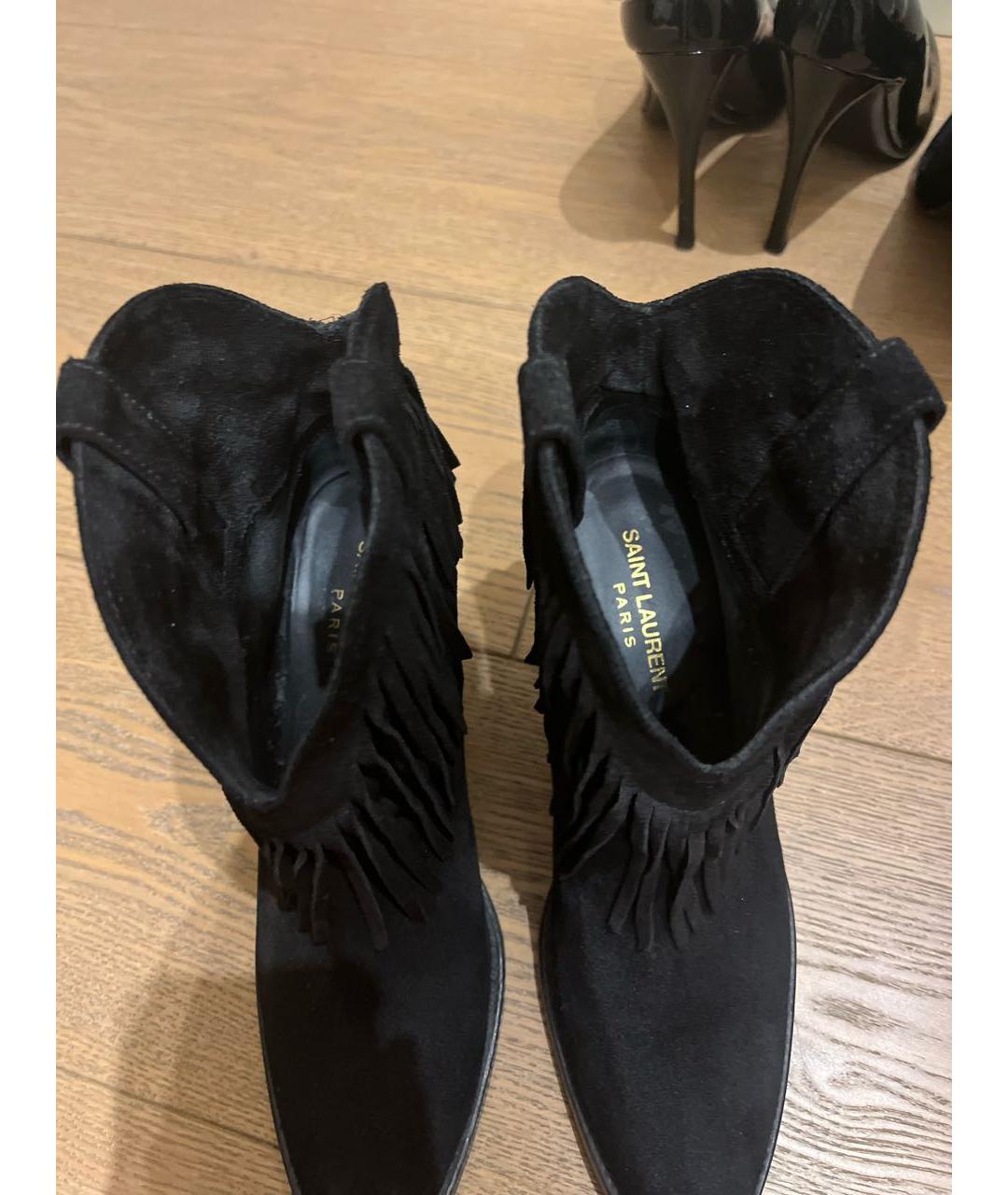 SAINT LAURENT Черные бархатные туфли, фото 3