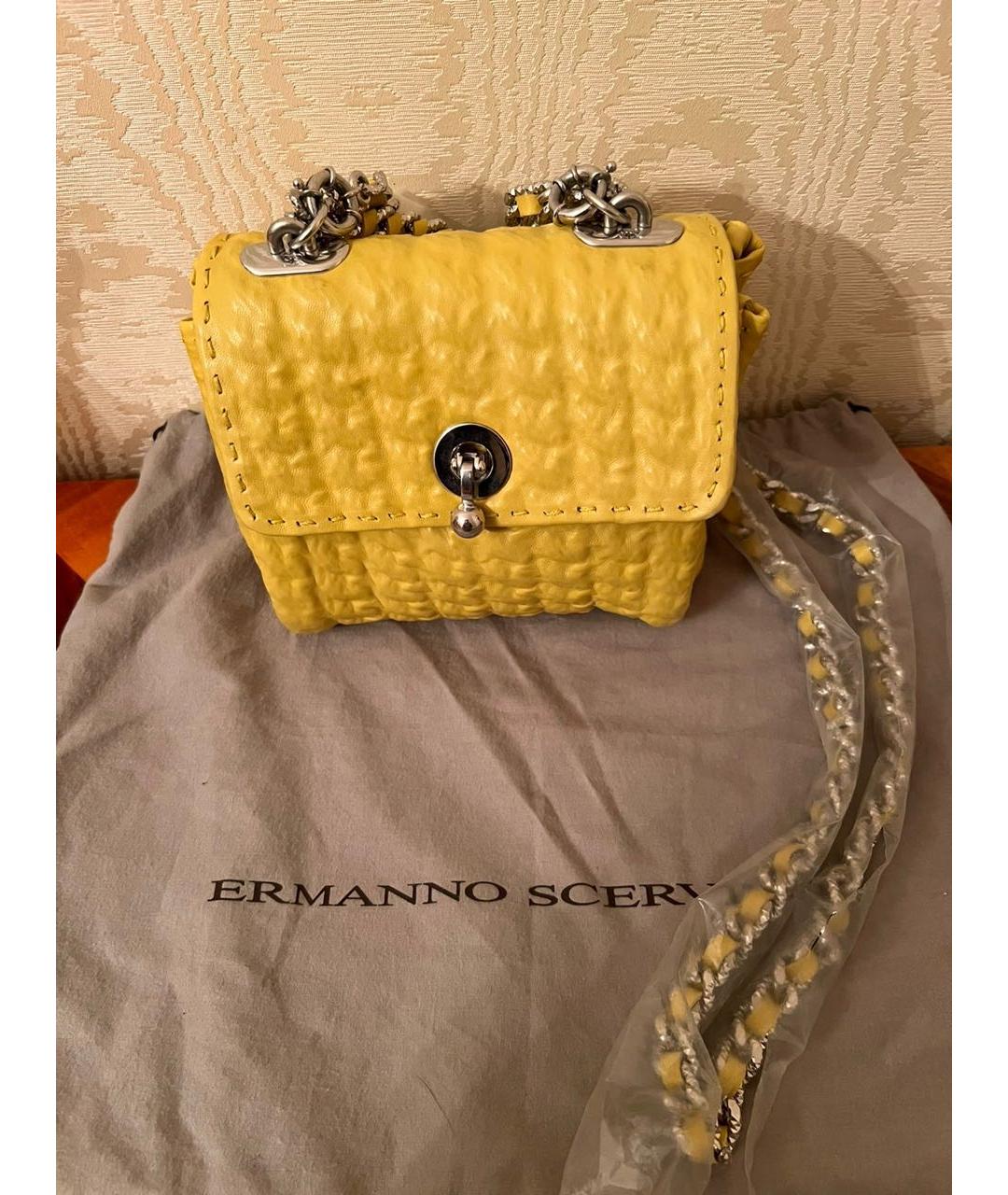 ERMANNO SCERVINO Желтая кожаная сумка через плечо, фото 2