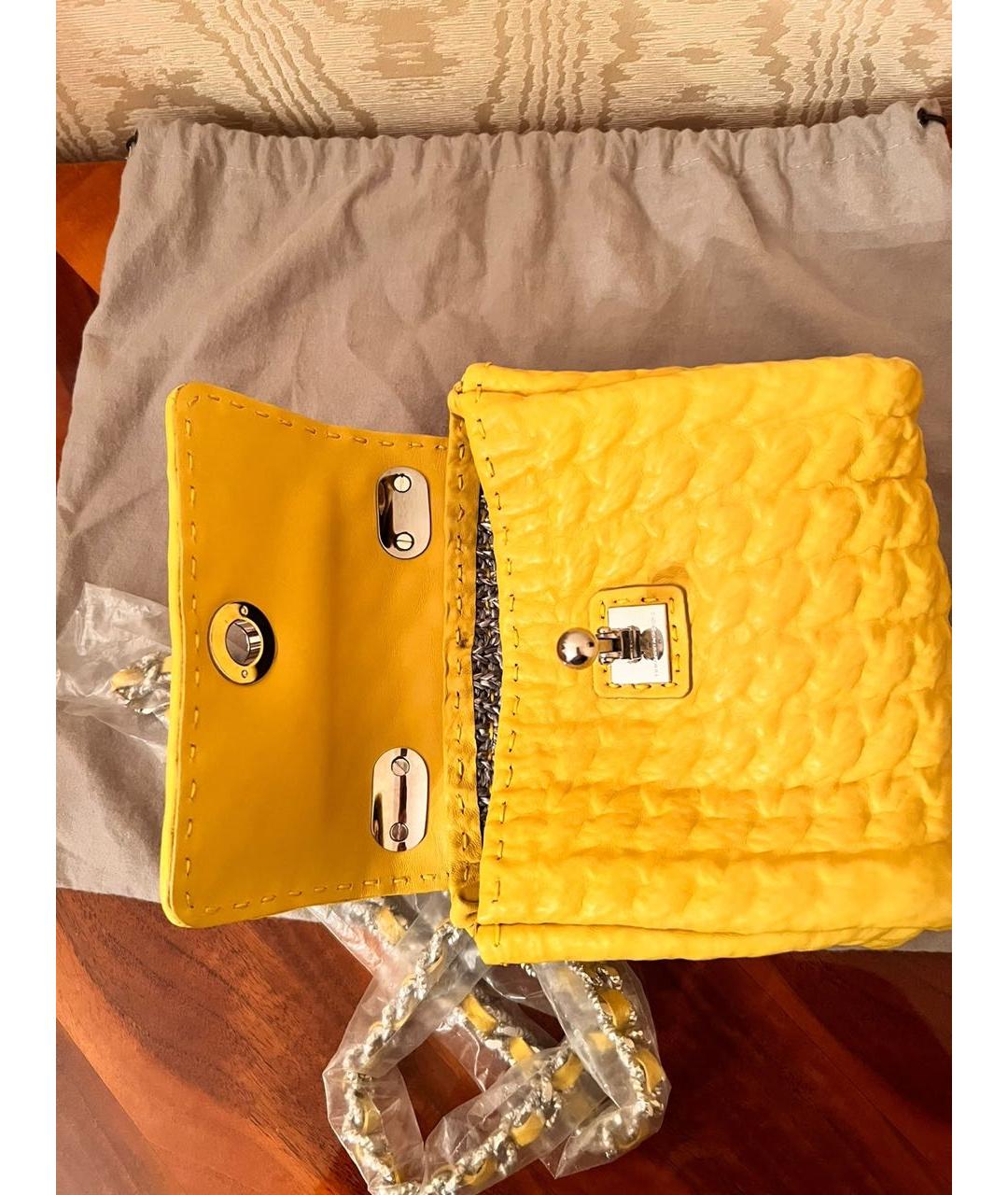 ERMANNO SCERVINO Желтая кожаная сумка через плечо, фото 3