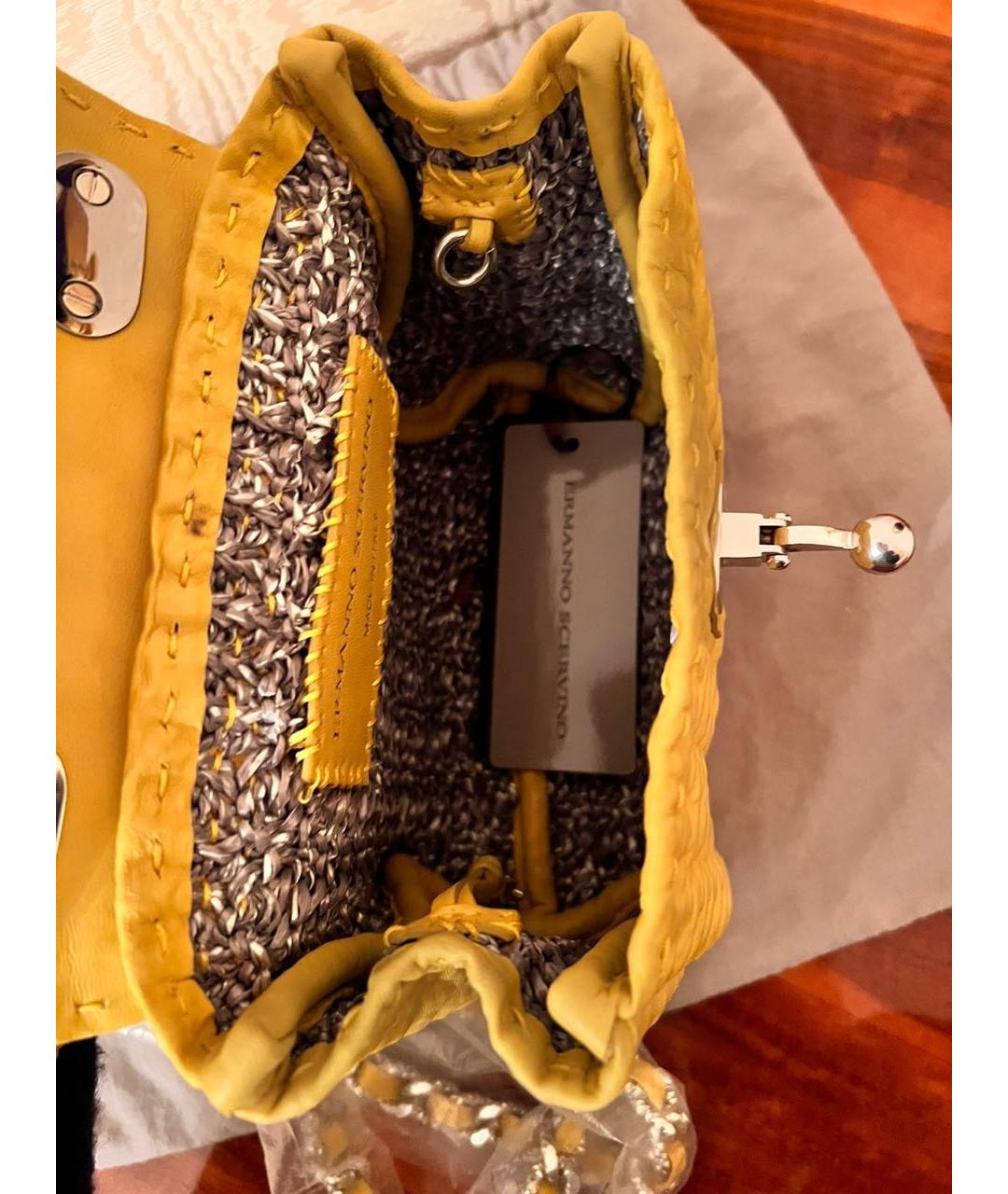 ERMANNO SCERVINO Желтая кожаная сумка через плечо, фото 4