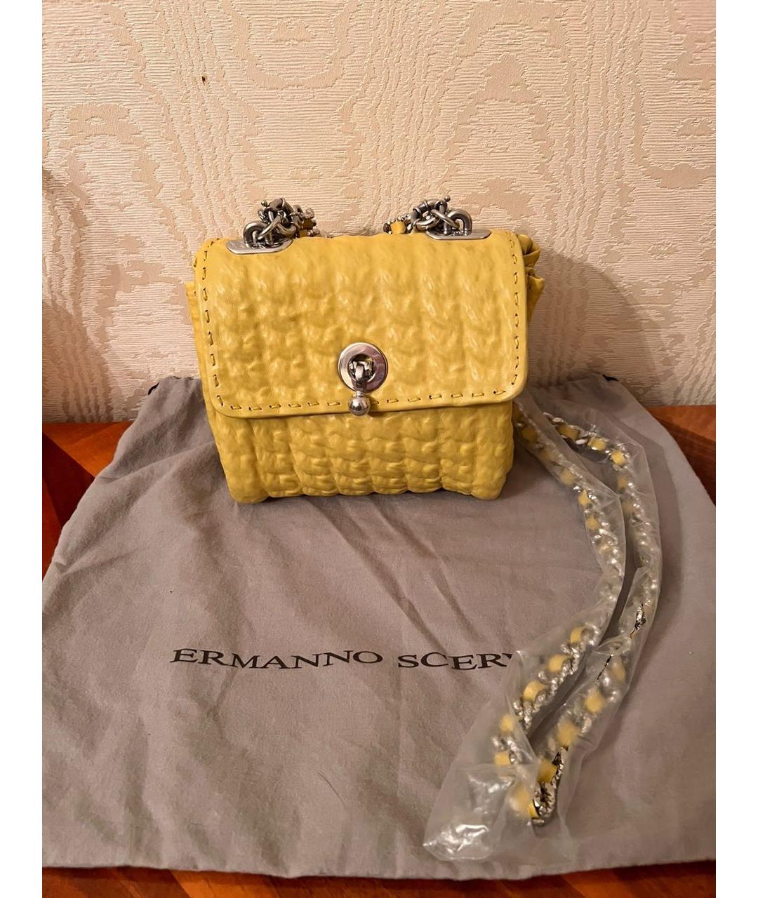 ERMANNO SCERVINO Желтая кожаная сумка через плечо, фото 5