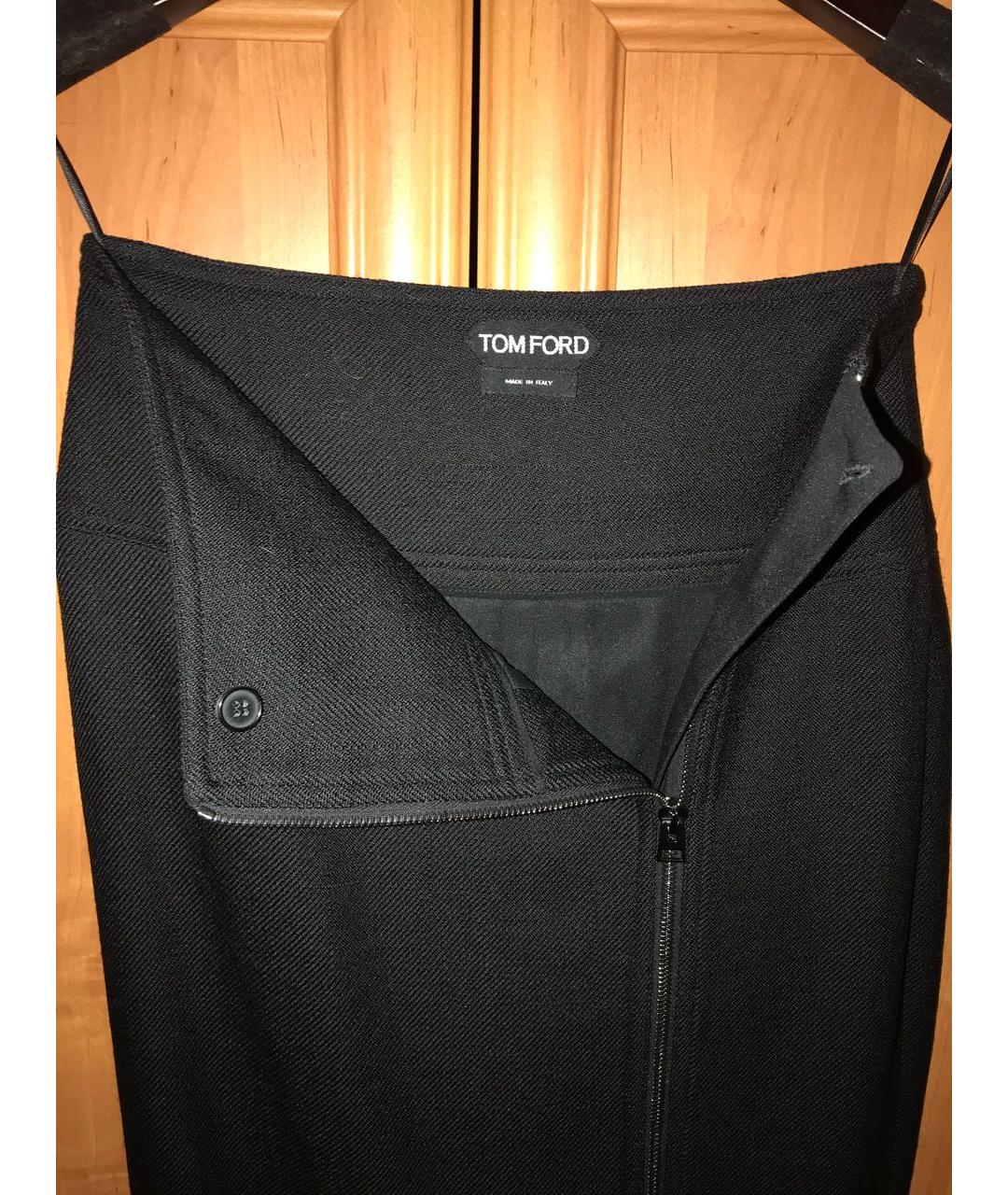 TOM FORD Черная шерстяная юбка миди, фото 2