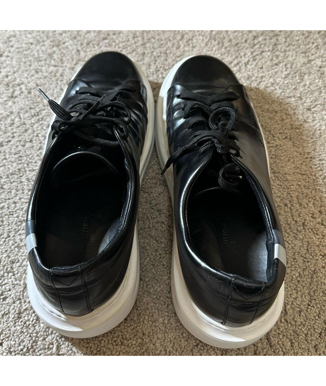 LOUIS VUITTON Черные кожаные низкие кроссовки / кеды, фото 4