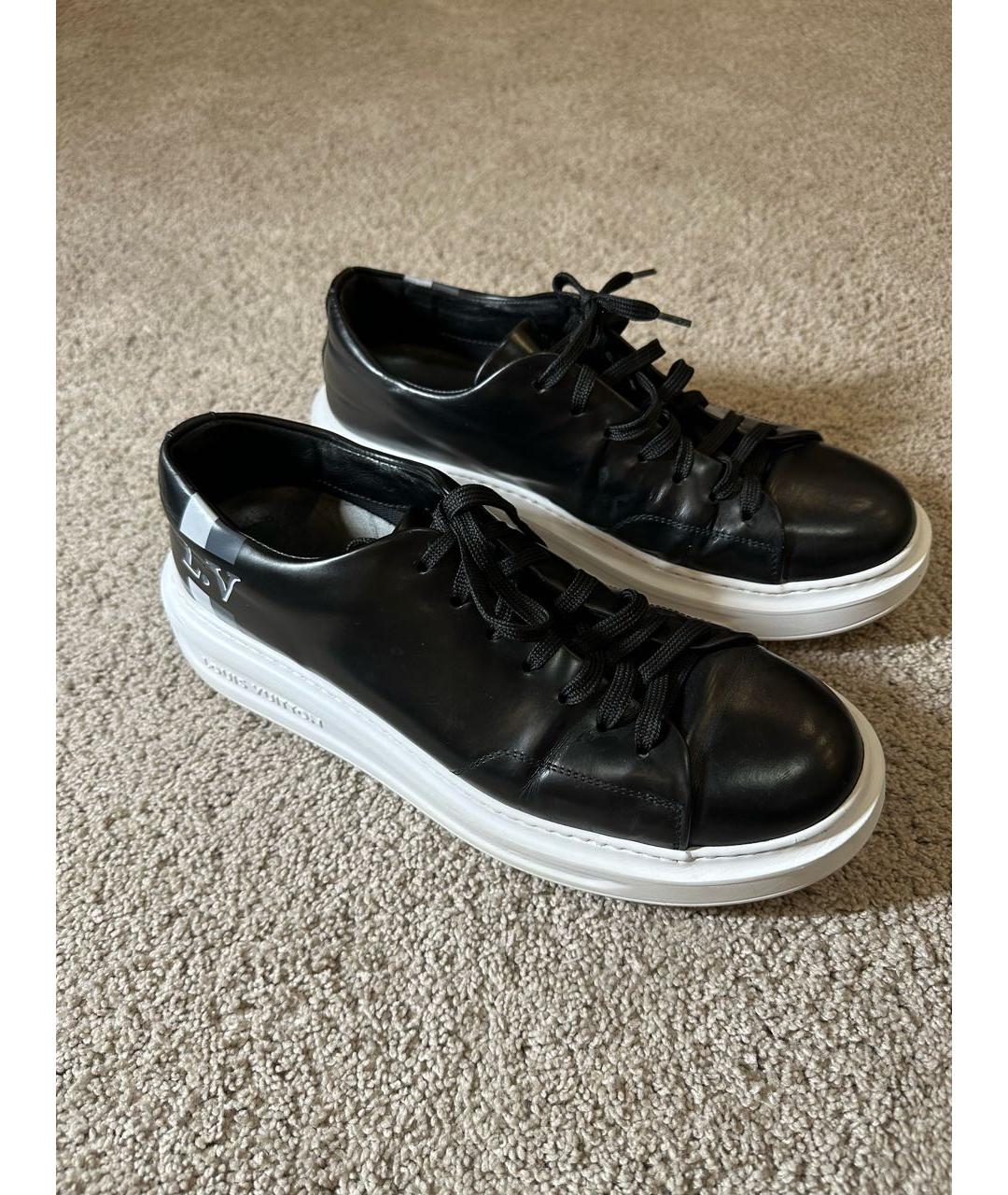 LOUIS VUITTON Черные кожаные низкие кроссовки / кеды, фото 5