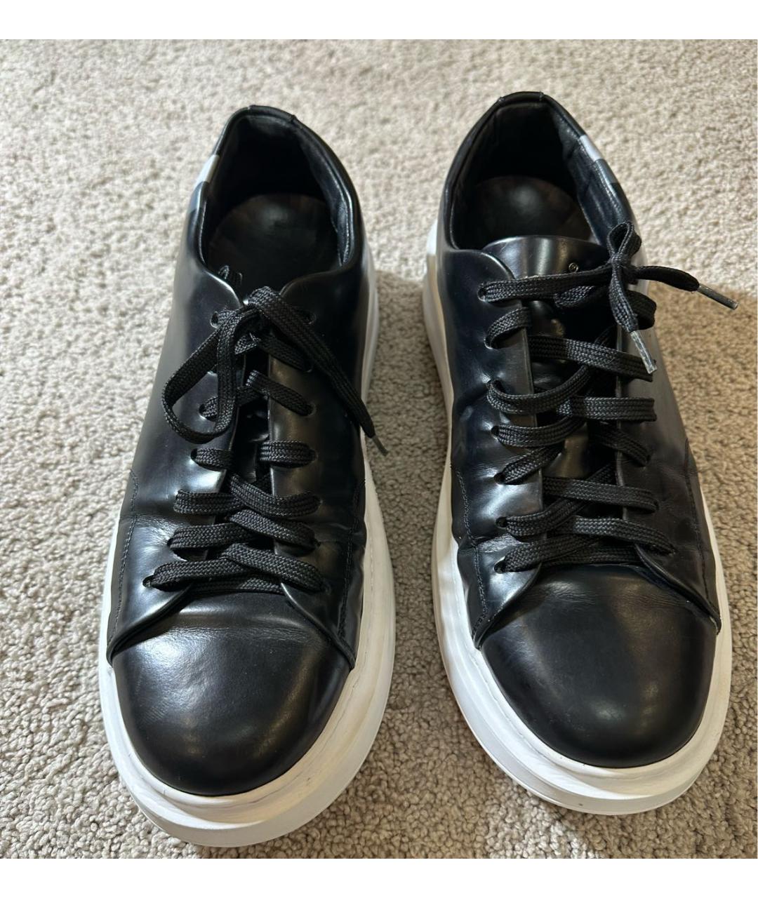 LOUIS VUITTON Черные кожаные низкие кроссовки / кеды, фото 2