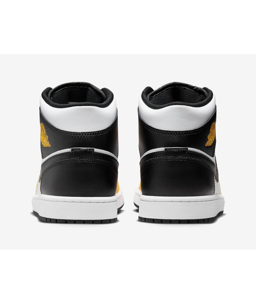 JORDAN Желтые кожаные высокие кроссовки / кеды, фото 4