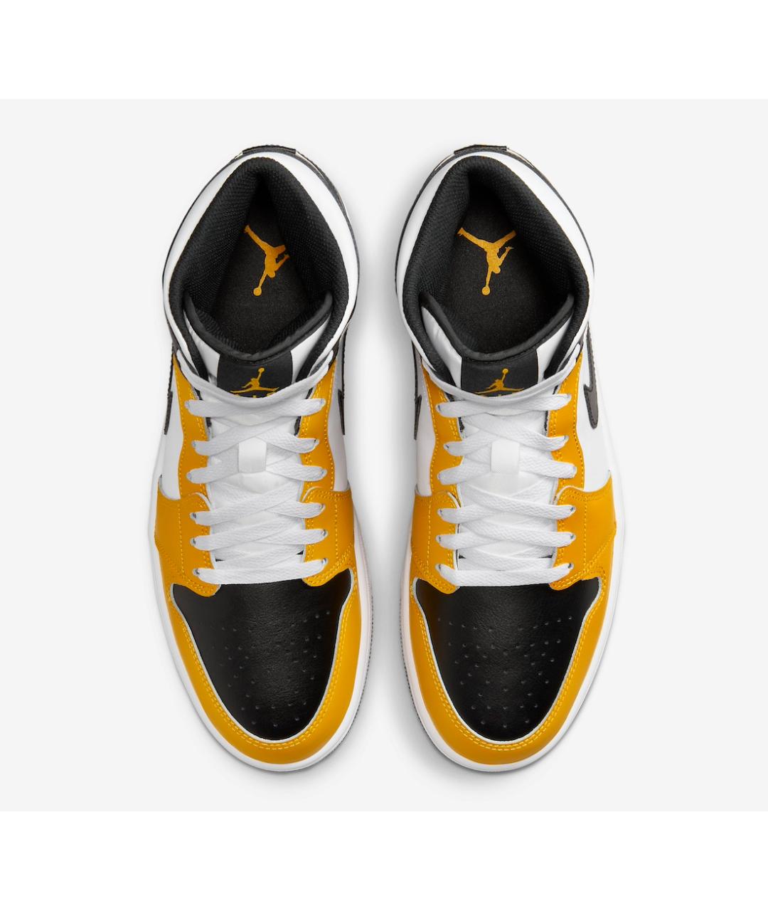 JORDAN Желтые кожаные высокие кроссовки / кеды, фото 3