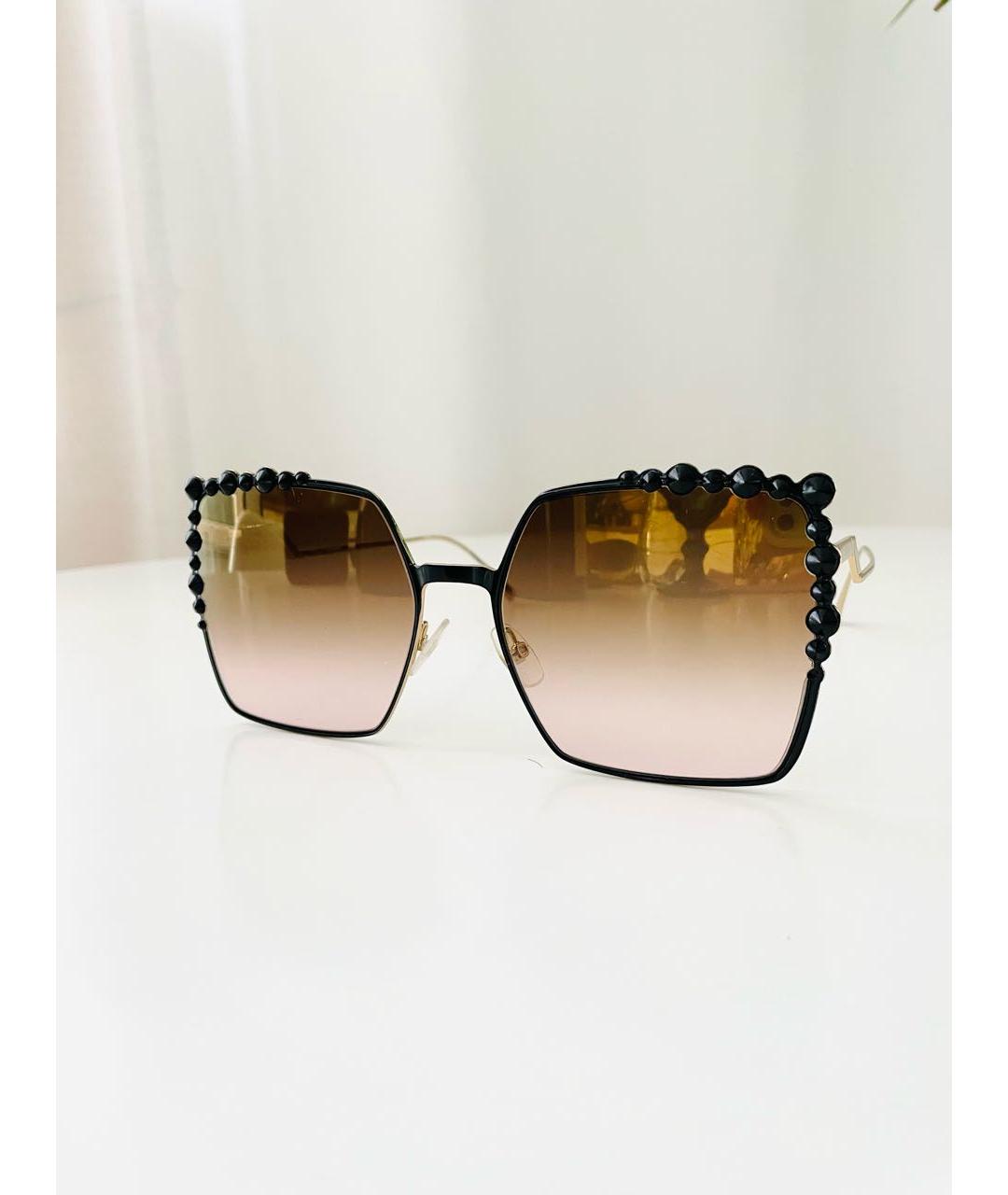 FENDI Черные металлические солнцезащитные очки, фото 6