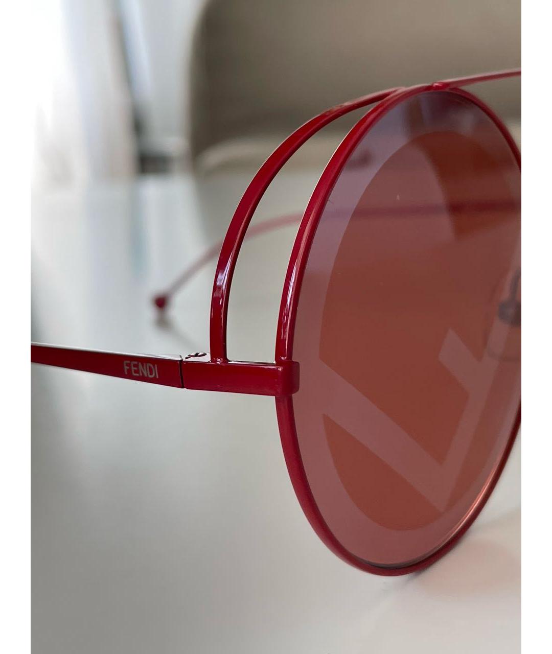 FENDI Красные металлические солнцезащитные очки, фото 7