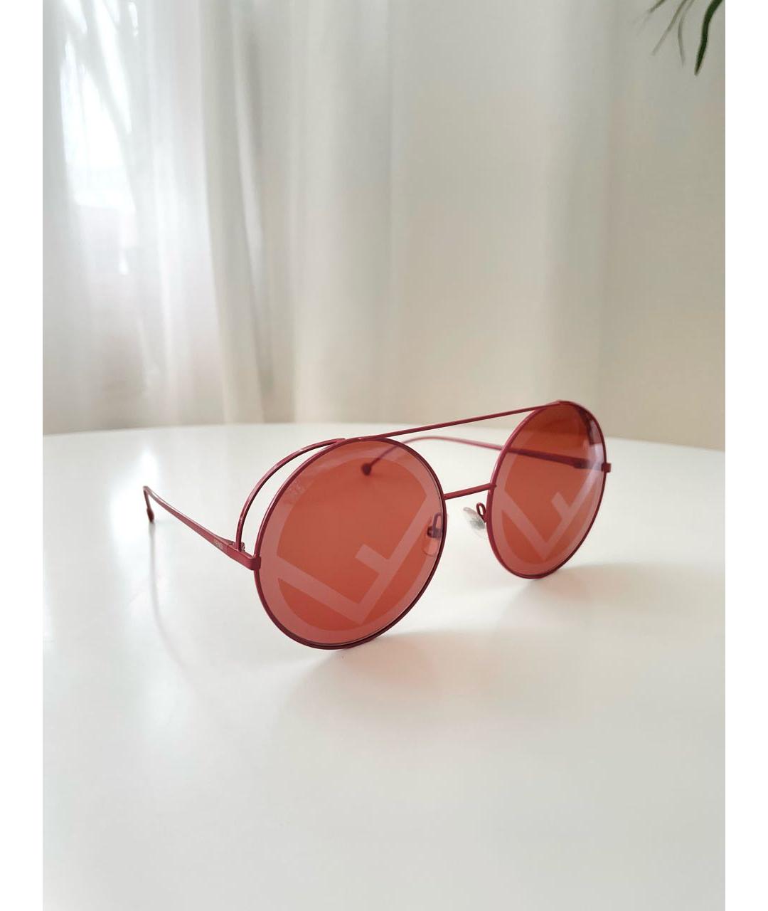 FENDI Красные металлические солнцезащитные очки, фото 5