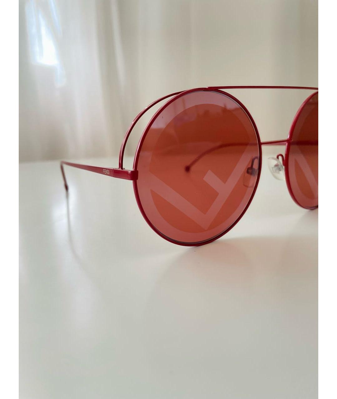 FENDI Красные металлические солнцезащитные очки, фото 4
