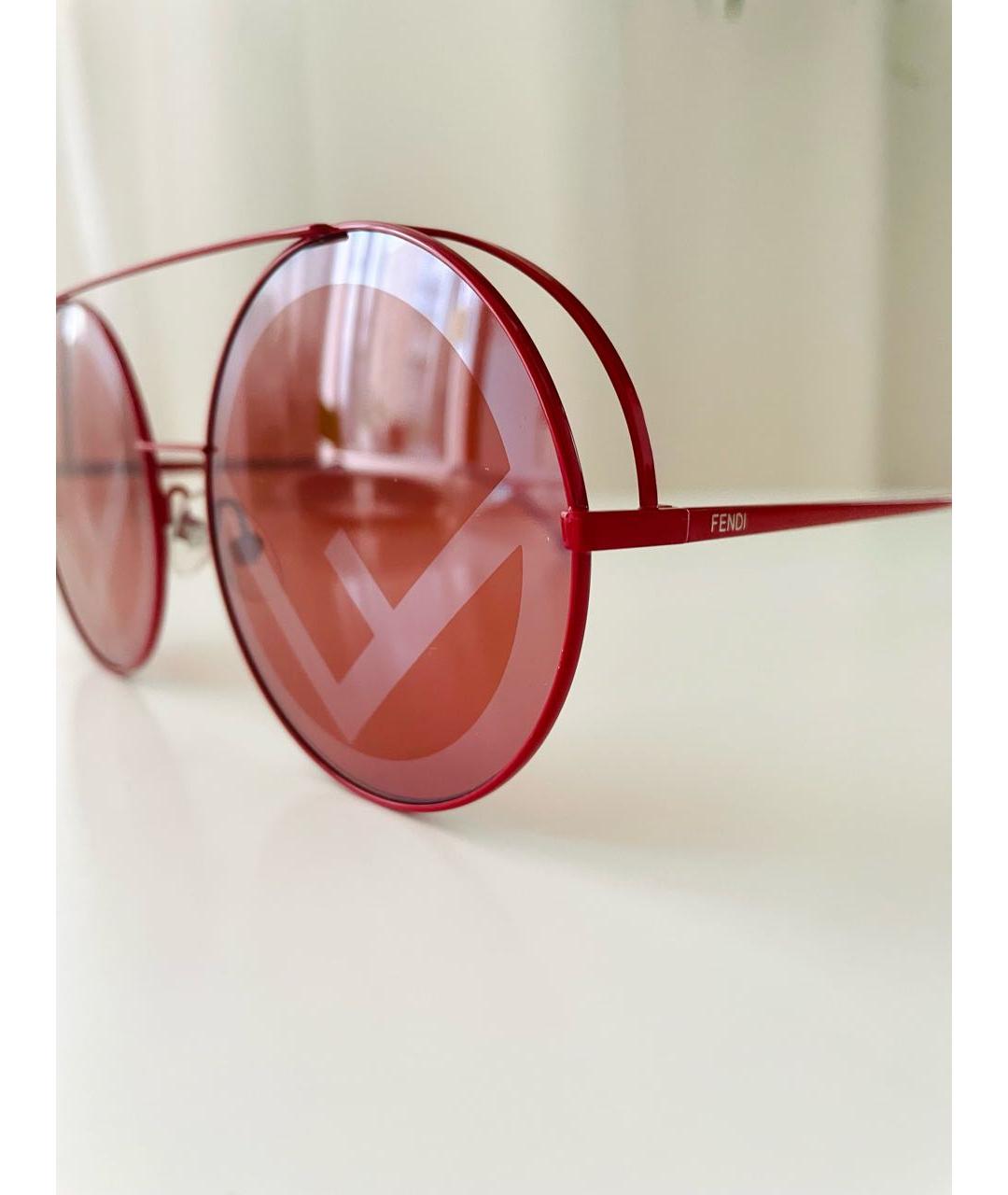 FENDI Красные металлические солнцезащитные очки, фото 2
