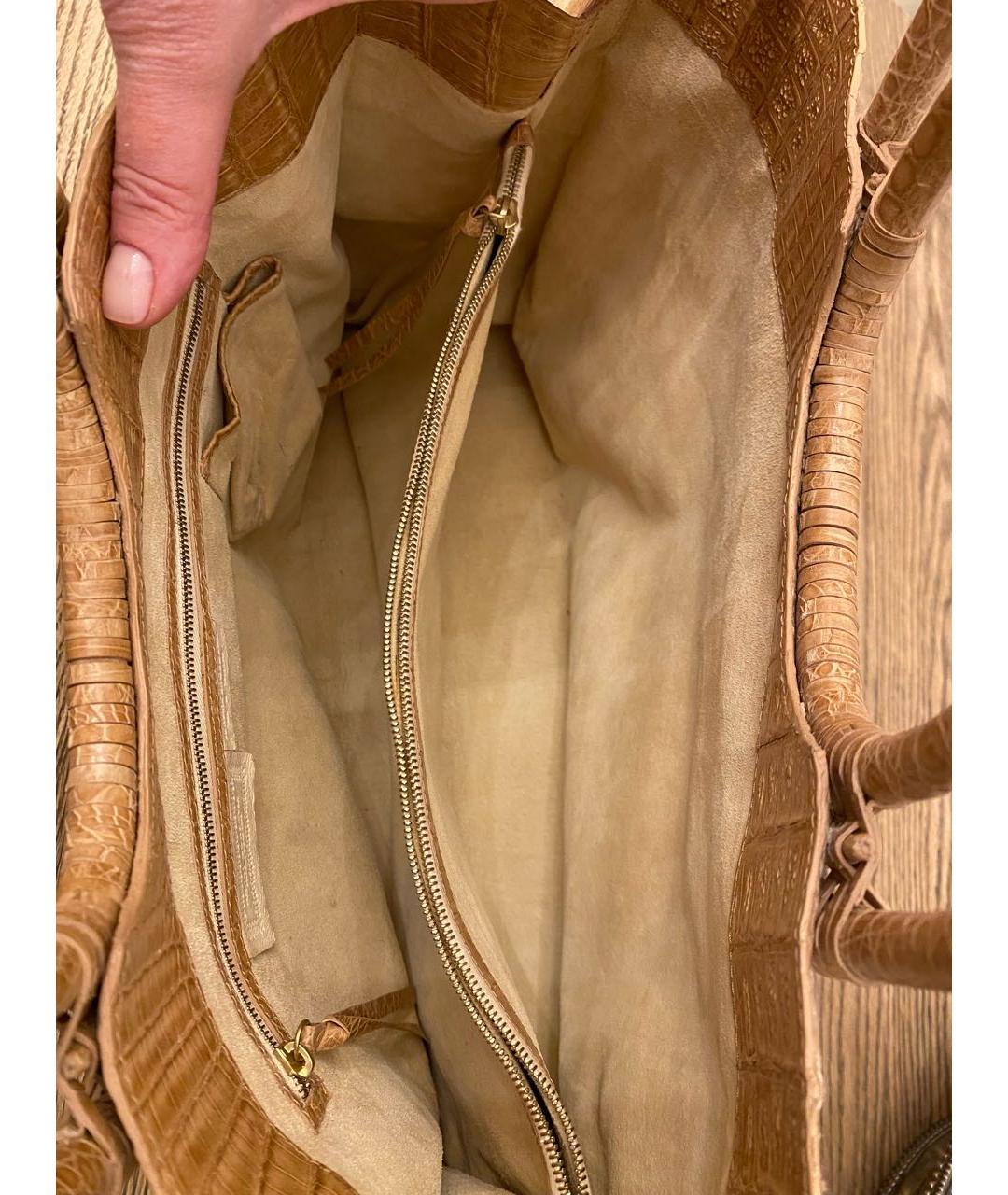NANCY GONZALEZ Бежевая кожаная сумка тоут, фото 4