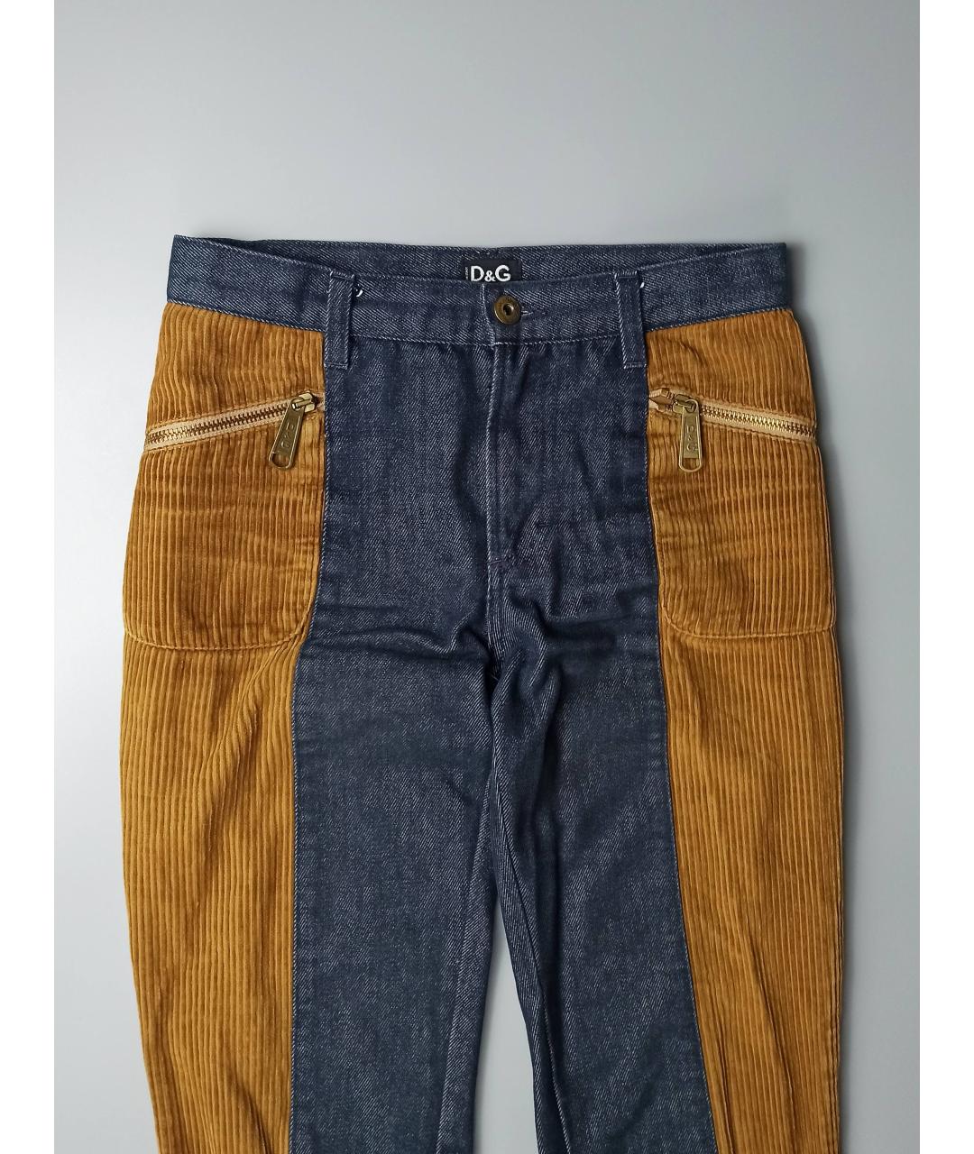 DOLCE & GABBANA VINTAGE Коричневые хлопко-полиэстеровые прямые джинсы, фото 2