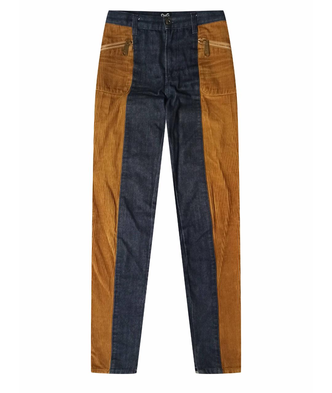 DOLCE & GABBANA VINTAGE Коричневые хлопко-полиэстеровые прямые джинсы, фото 1
