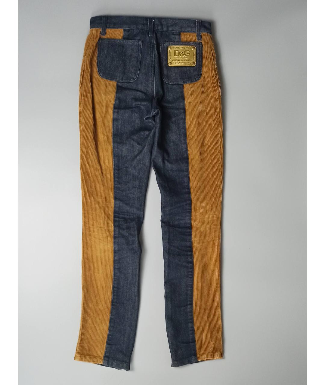 DOLCE & GABBANA VINTAGE Коричневые хлопко-полиэстеровые прямые джинсы, фото 3