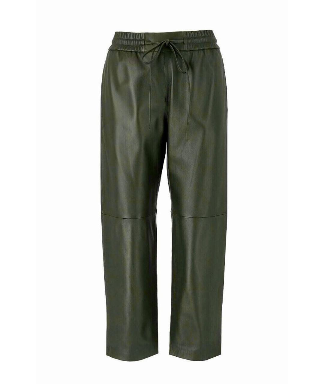 WEEKEND MAX MARA Зеленые кожаные прямые брюки, фото 1