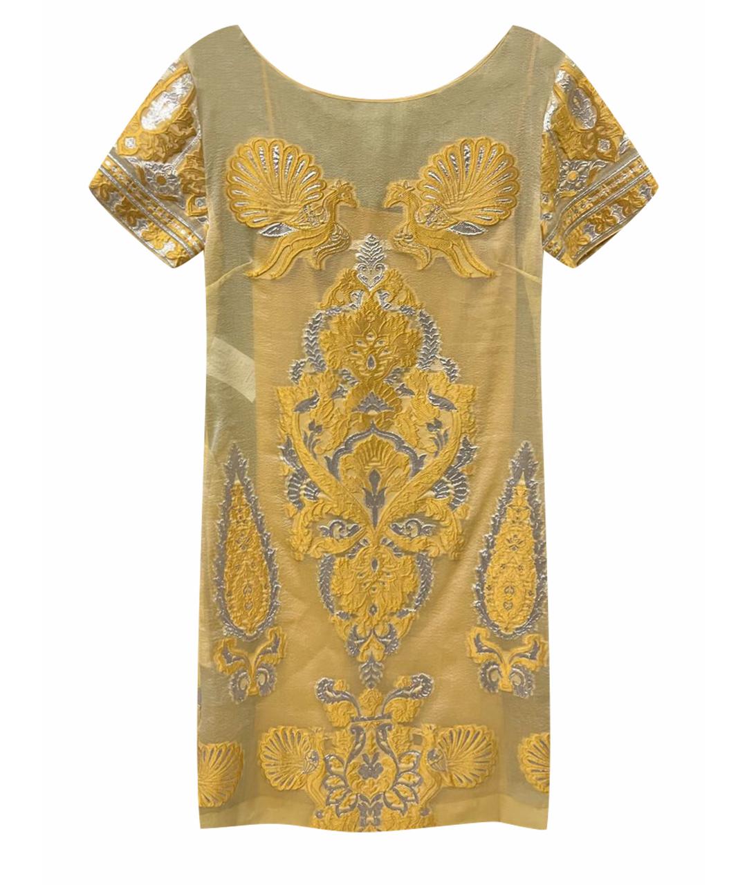 ALBERTA FERRETTI Золотое шелковое вечернее платье, фото 1