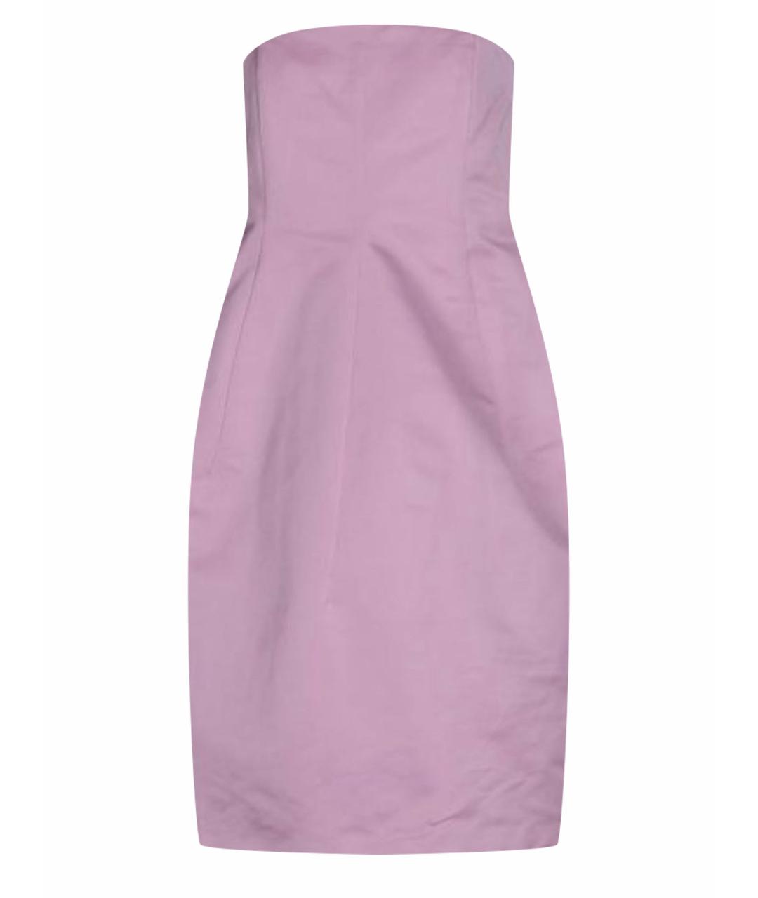 JIL SANDER Розовое шелковое коктейльное платье, фото 1