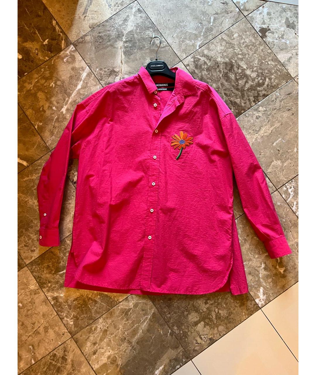 JACQUEMUS Розовая хлопковая рубашка, фото 8