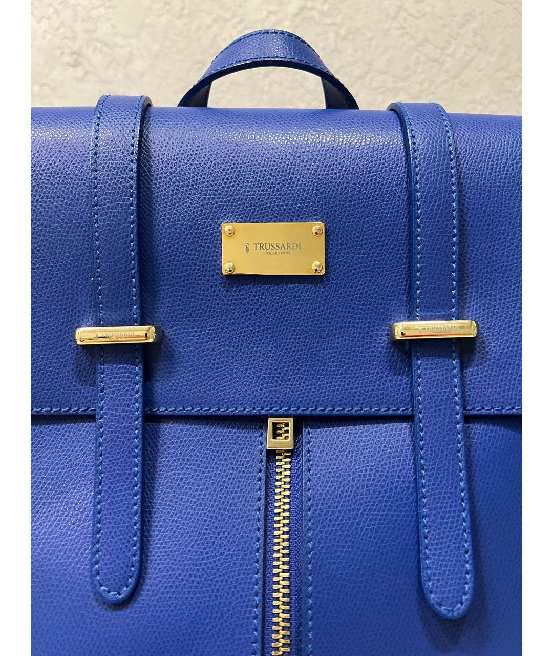 TRUSSARDI Синий кожаный рюкзак для женщин – купить в интернет