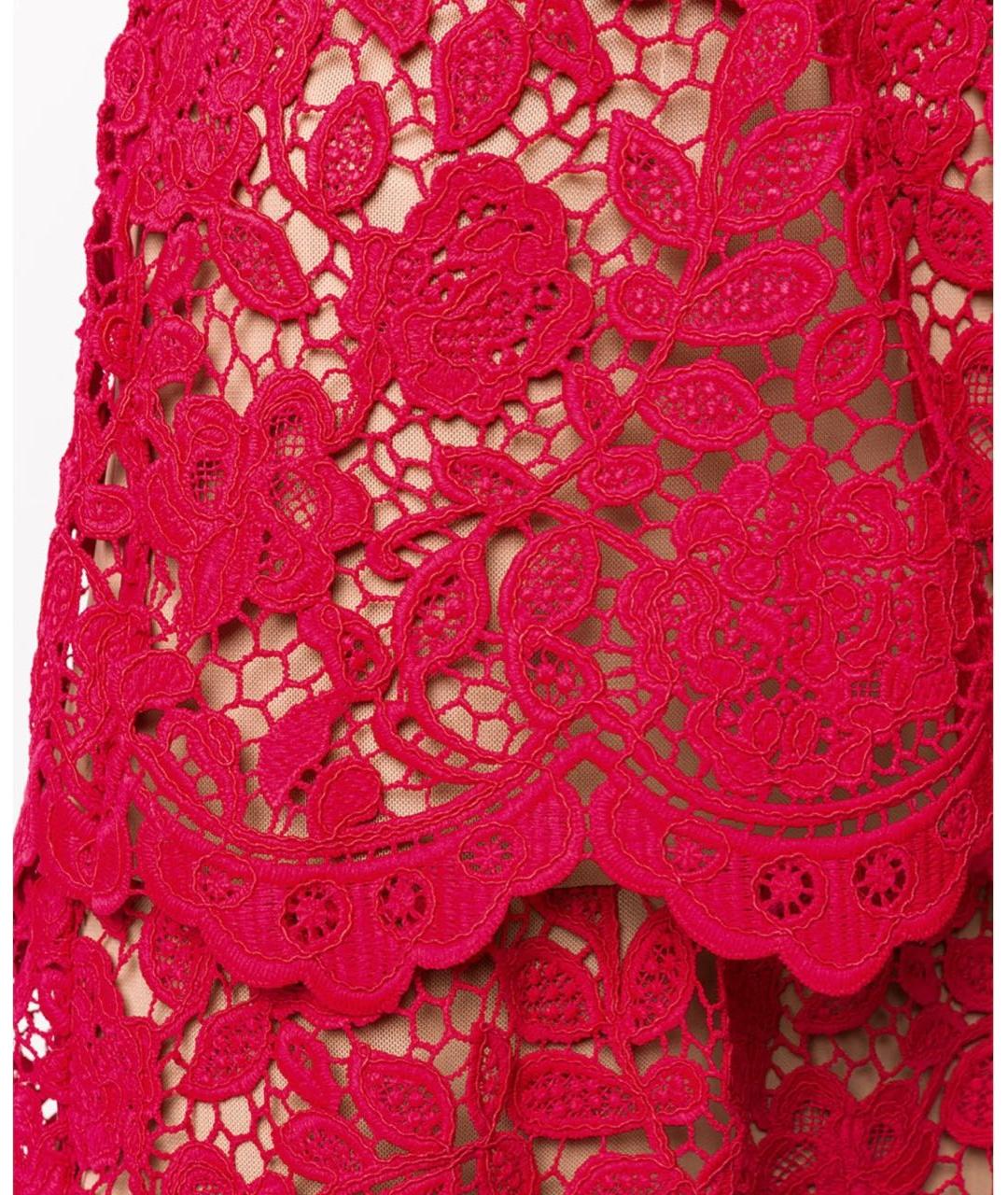 SELF-PORTRAIT Красное хлопковое коктейльное платье, фото 3