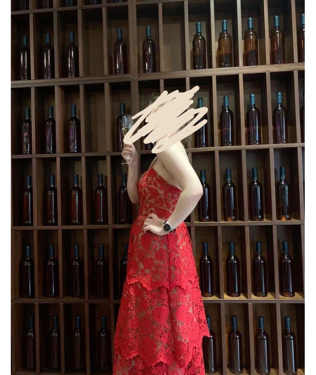SELF-PORTRAIT Красное хлопковое коктейльное платье, фото 4