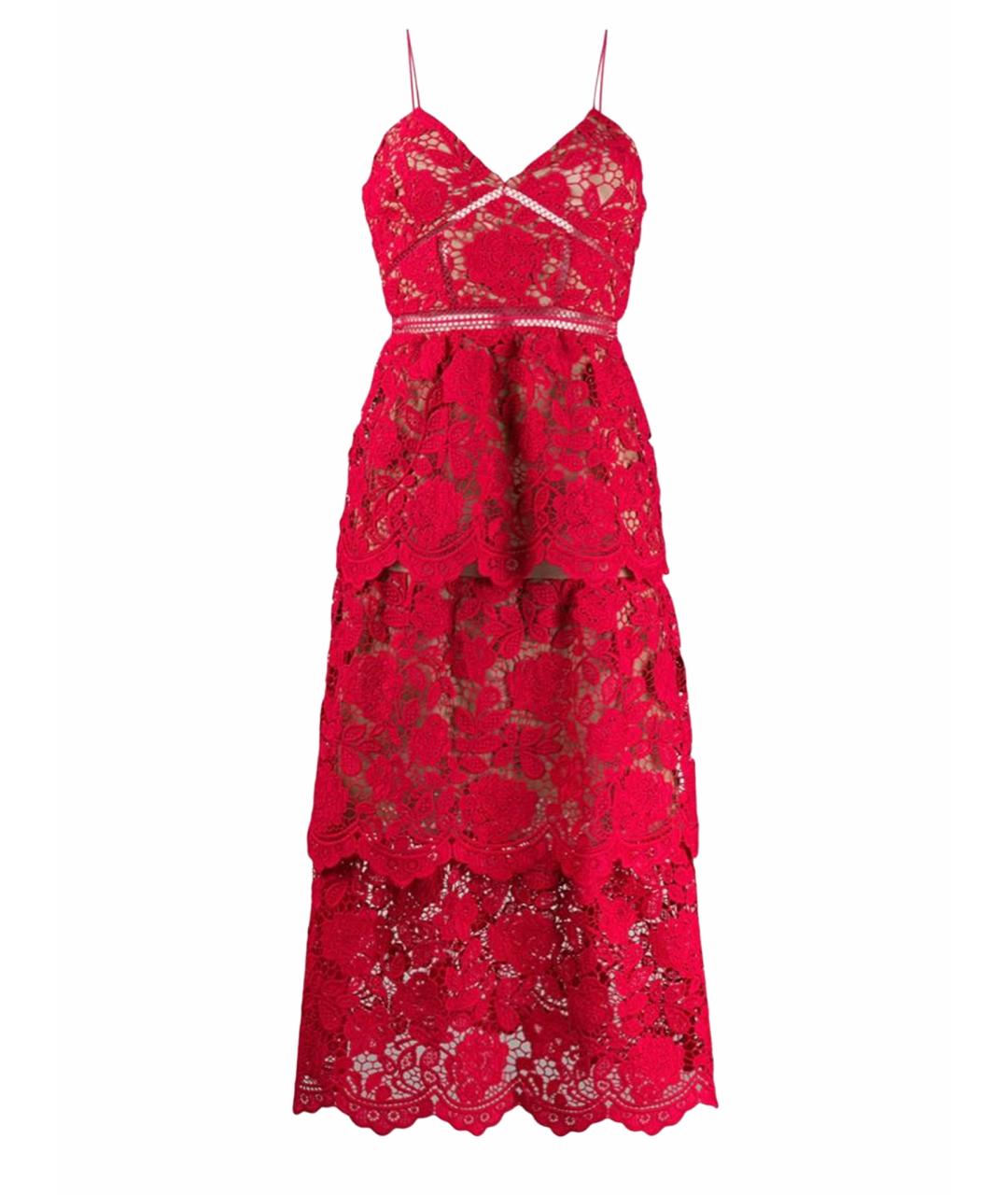 SELF-PORTRAIT Красное хлопковое коктейльное платье, фото 1
