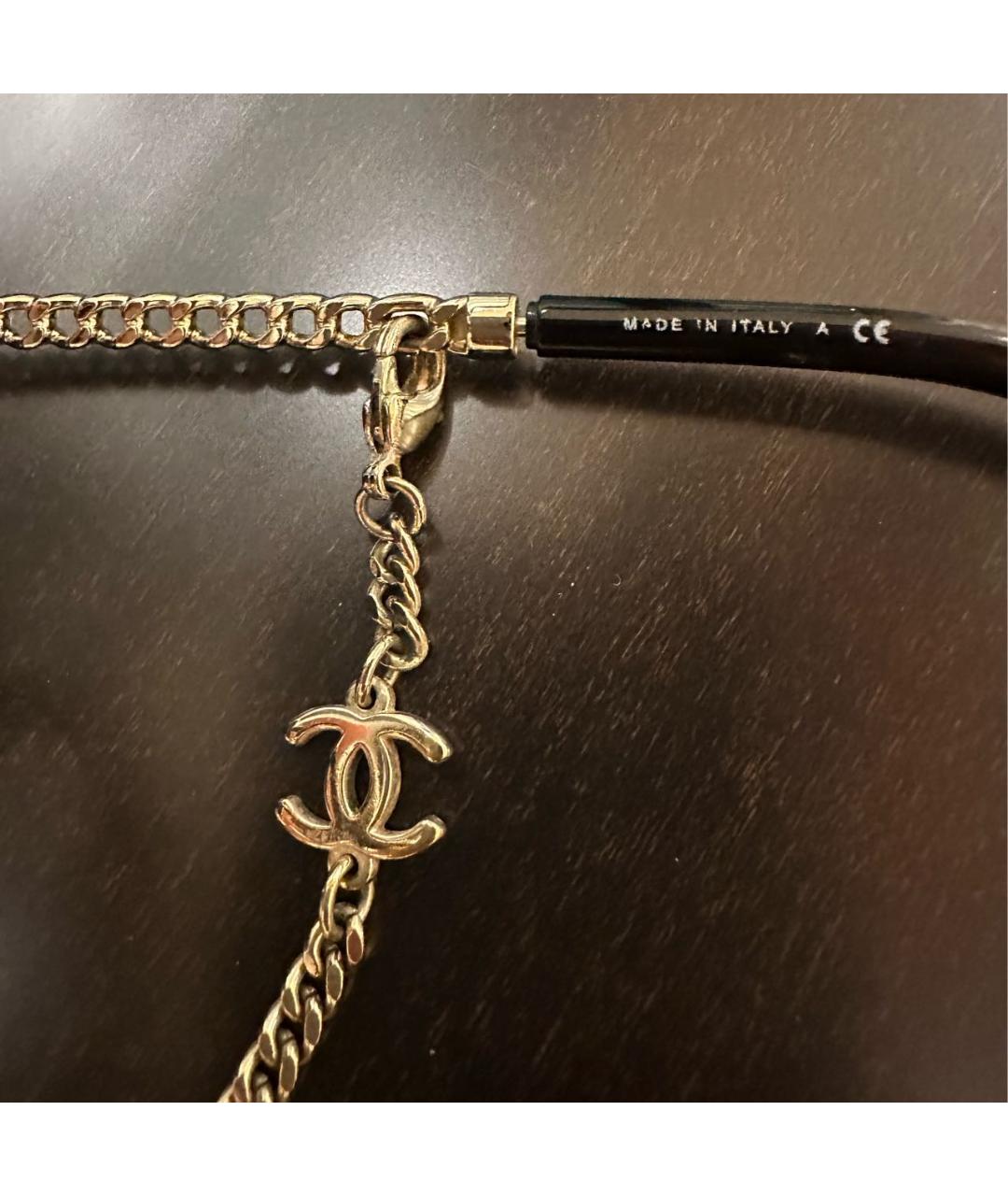 CHANEL Коричневые металлические солнцезащитные очки, фото 4