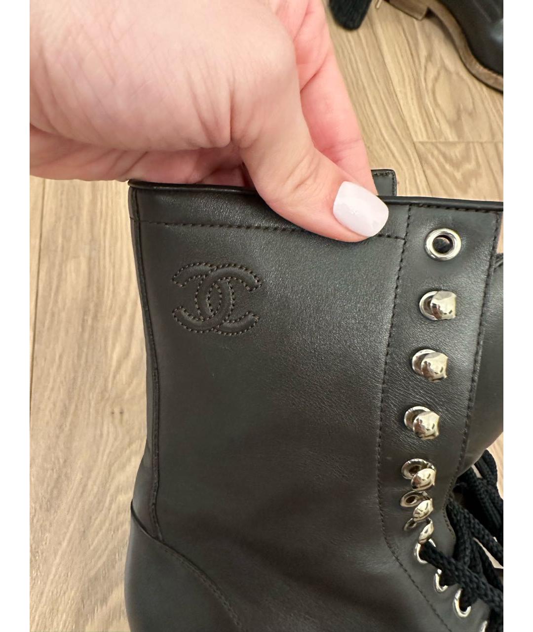 CHANEL Коричневые кожаные ботинки, фото 5