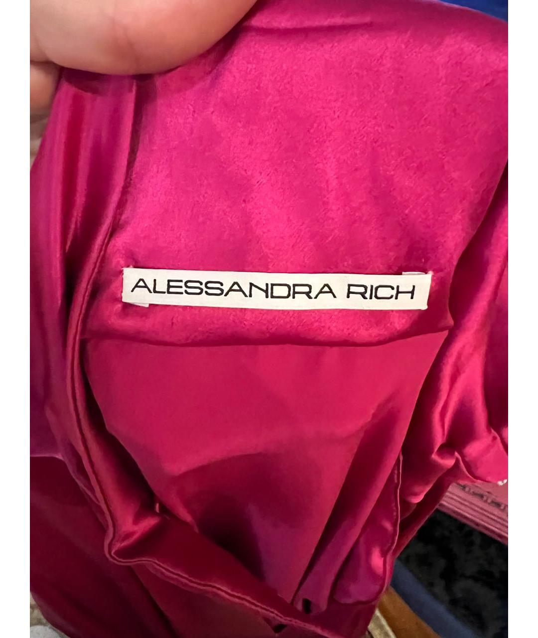 ALESSANDRA RICH Фуксия шелковое вечернее платье, фото 3