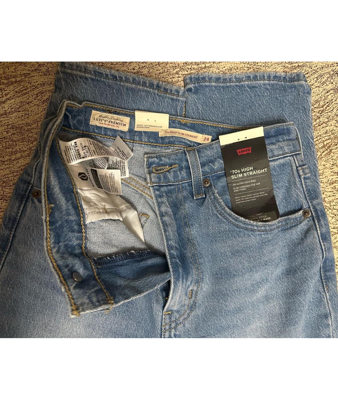 LEVI'S Голубые хлопковые прямые джинсы, фото 3