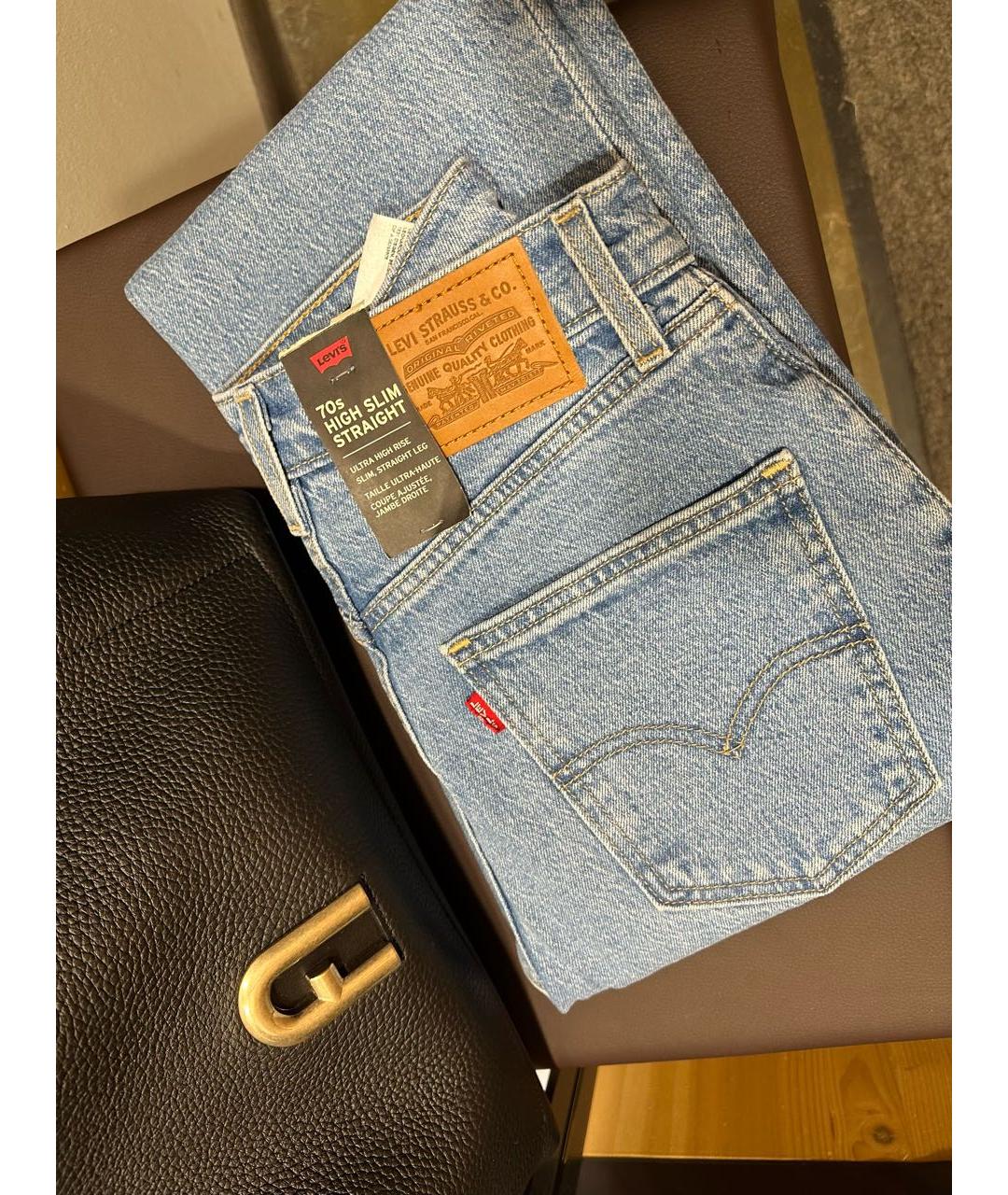 LEVI'S Голубые хлопковые прямые джинсы, фото 6