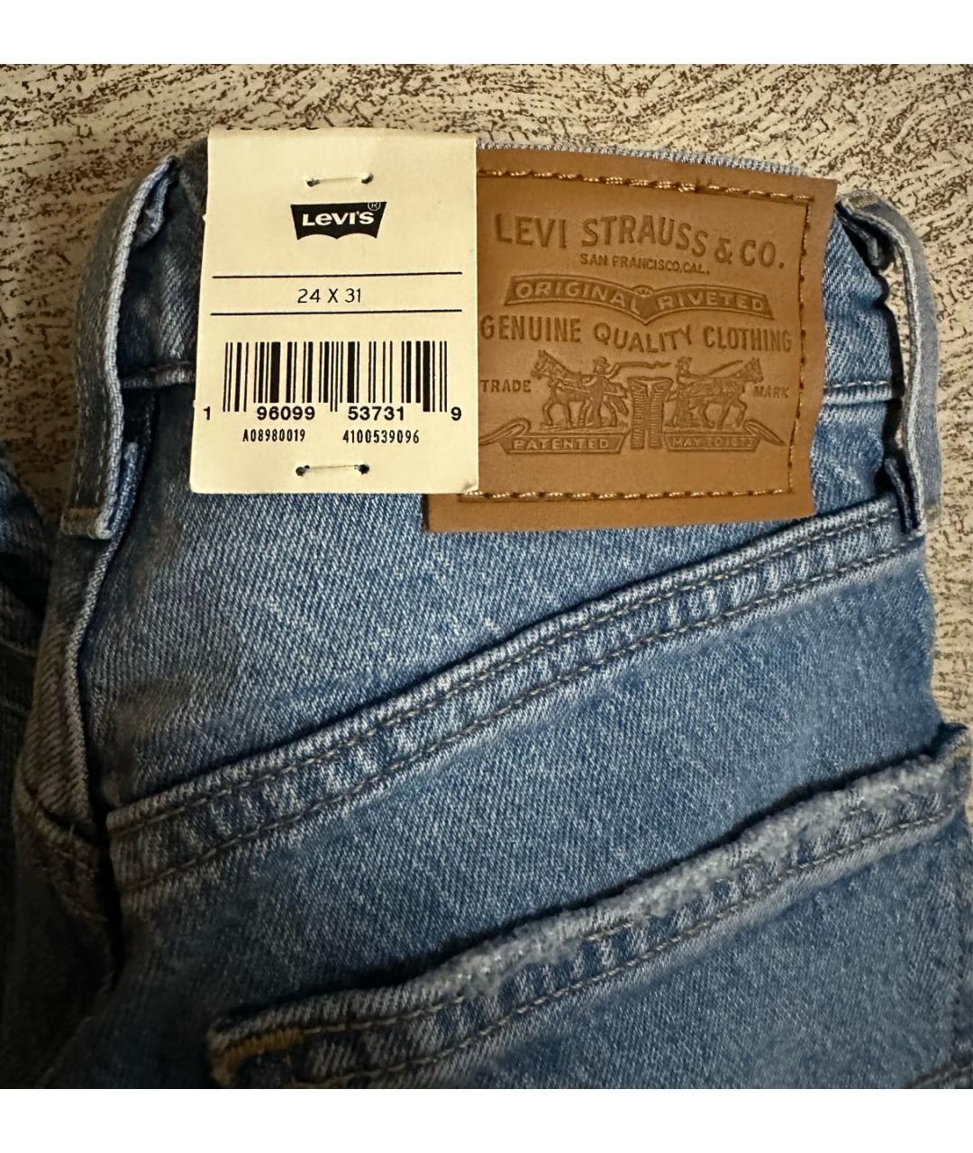 LEVI'S Голубые хлопковые прямые джинсы, фото 4