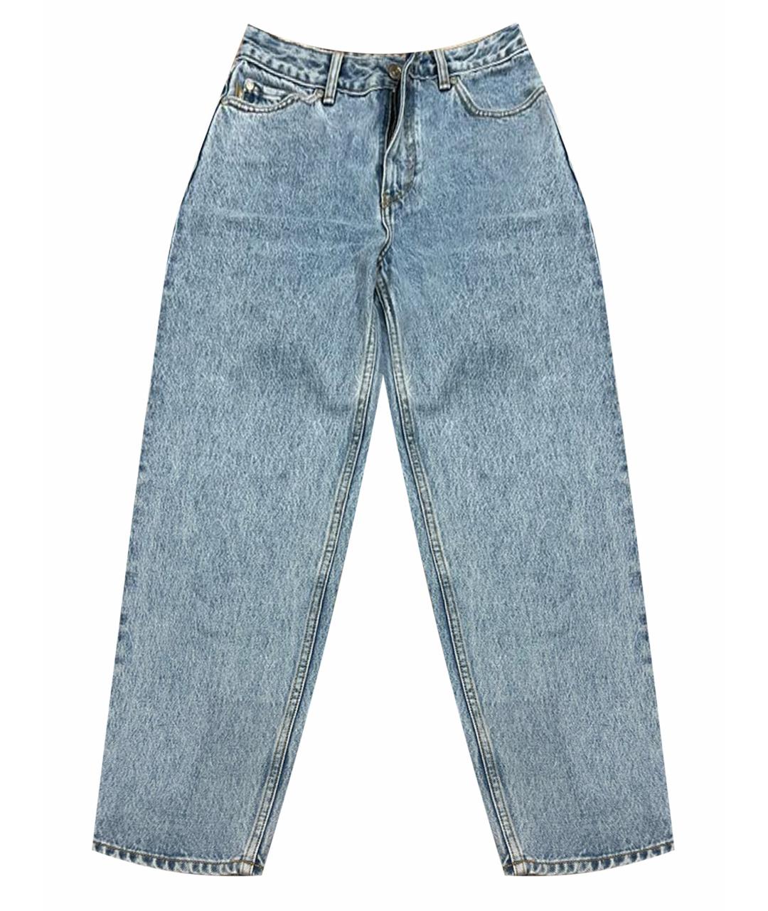GANNI Голубые хлопковые прямые джинсы, фото 1