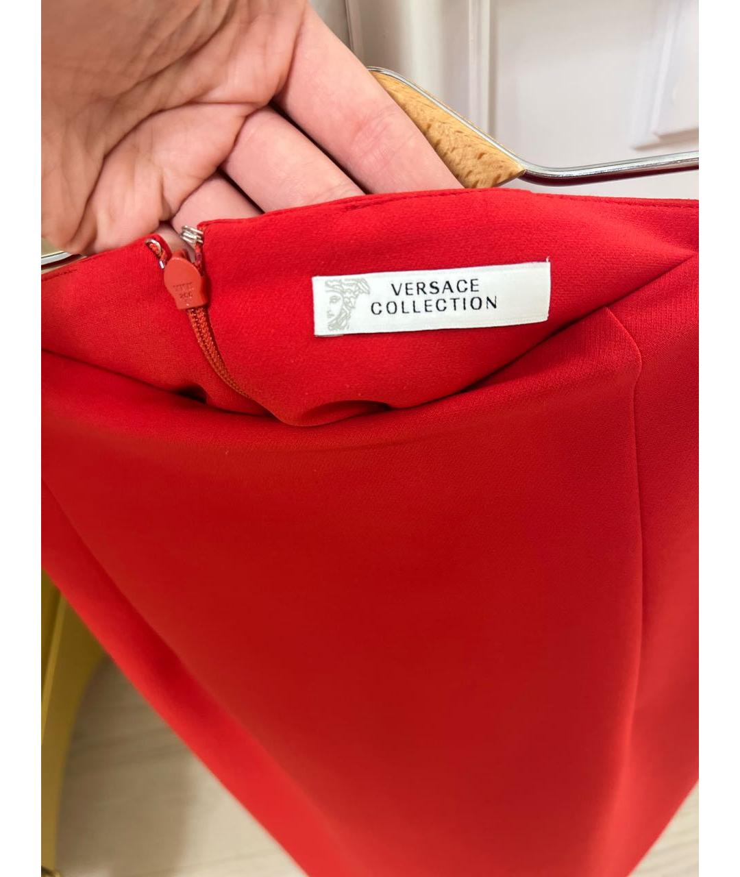 VERSACE COLLECTION Красная полиэстеровая юбка миди, фото 5