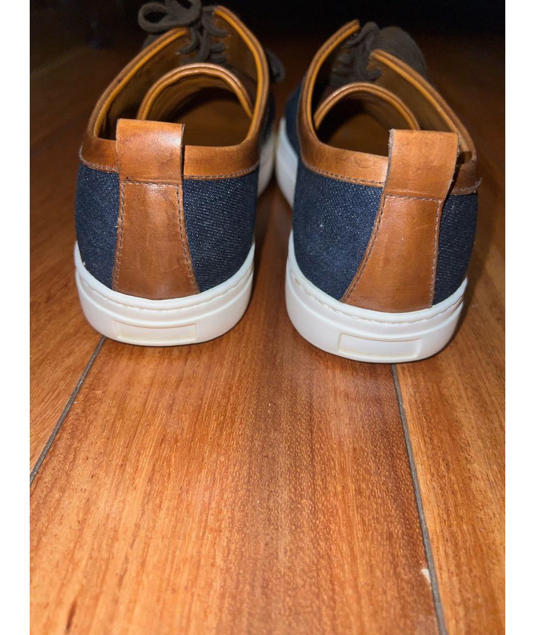 BONTONI Коричневые низкие кроссовки / кеды из экзотической кожи, фото 4