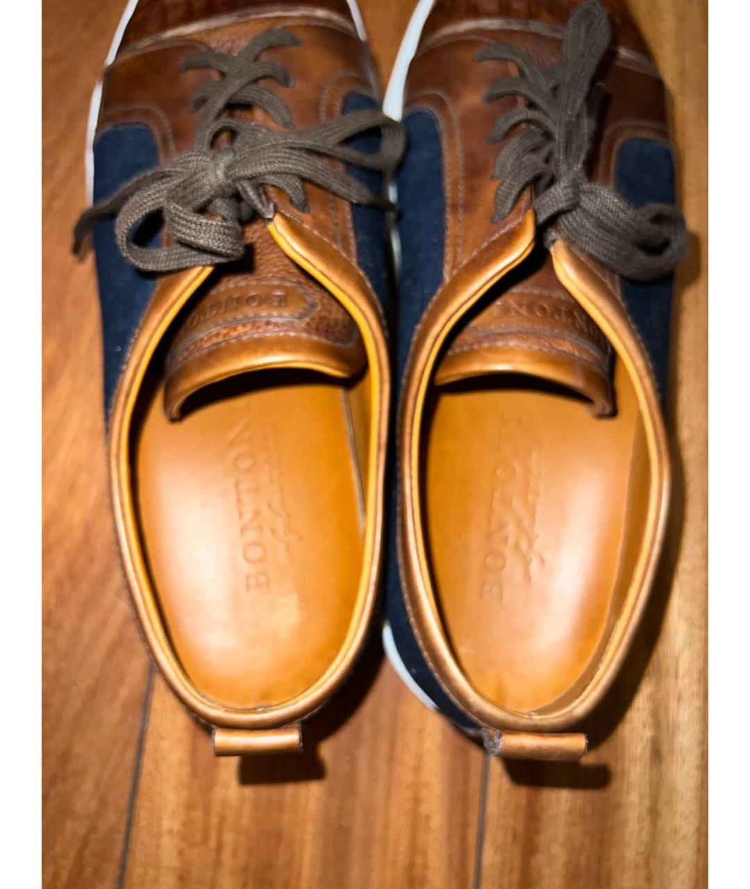 BONTONI Коричневые низкие кроссовки / кеды из экзотической кожи, фото 5