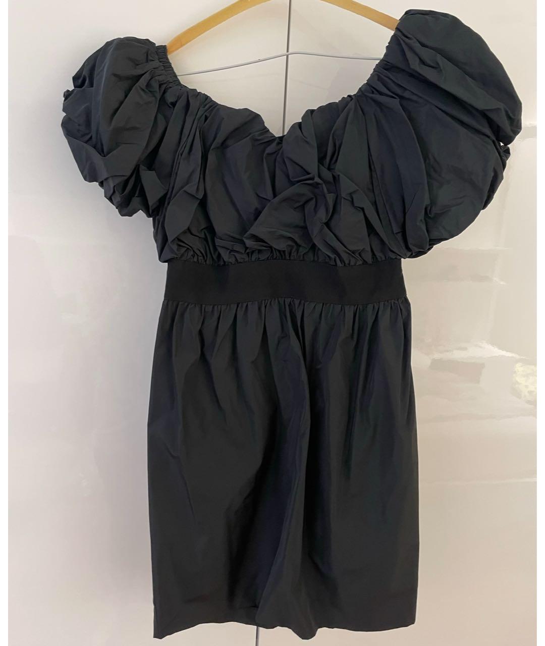 MSGM Черное полиэстеровое коктейльное платье, фото 6