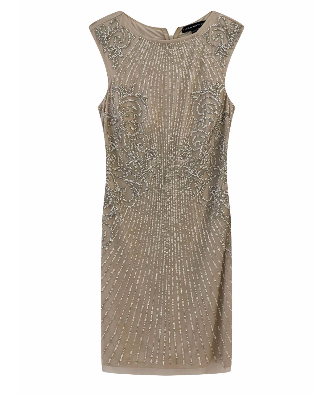 AIDAN MATTOX Бежевое полиэстеровое коктейльное платье, фото 1