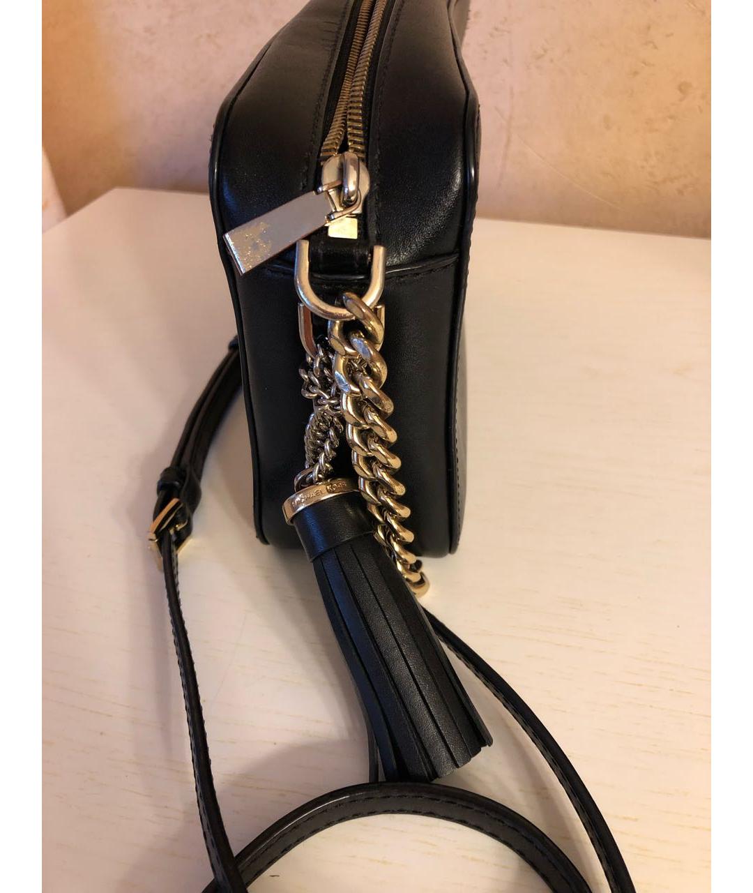 MICHAEL KORS Черная кожаная сумка через плечо, фото 5