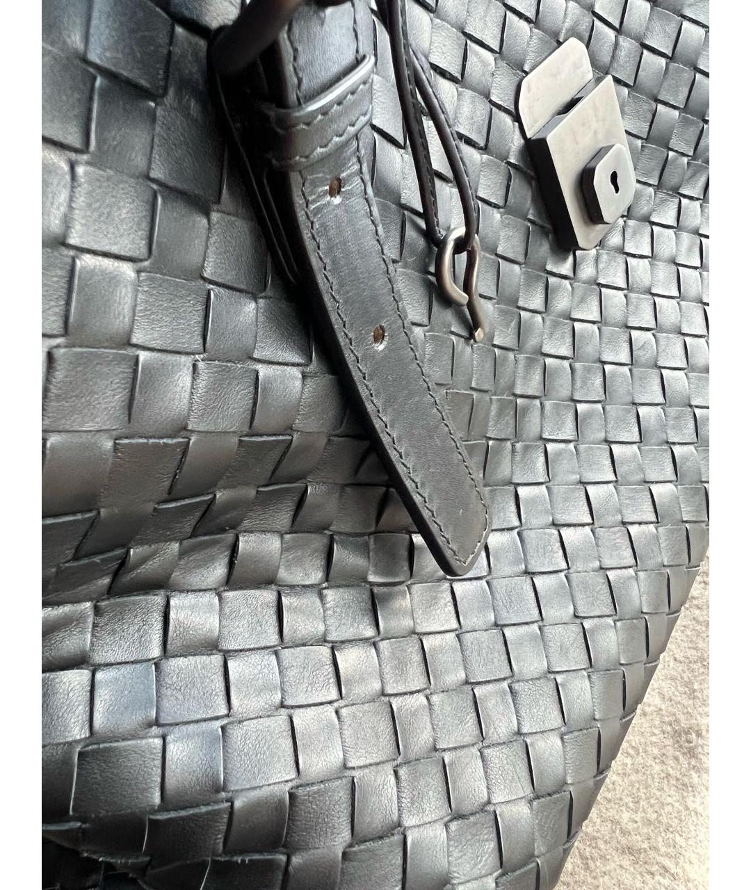 BOTTEGA VENETA Черная кожаная сумка с короткими ручками, фото 7