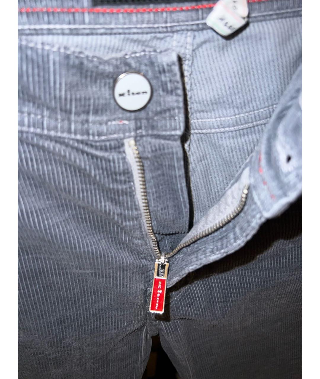 KITON Антрацитовые хлопковые прямые джинсы, фото 6