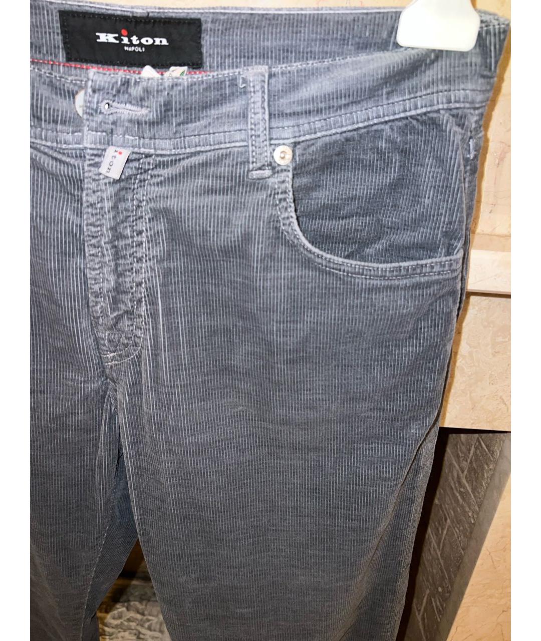 KITON Антрацитовые хлопковые прямые джинсы, фото 4